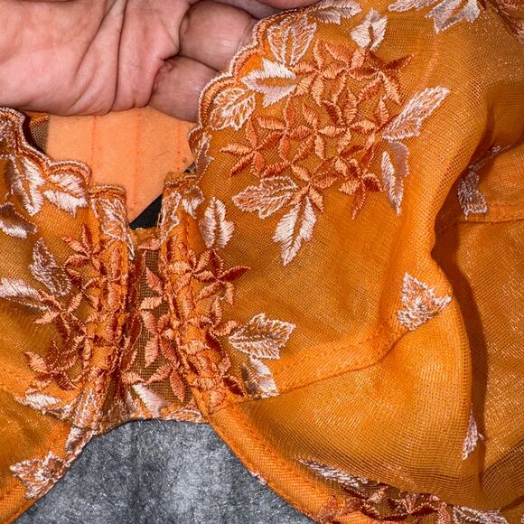 donna l'oren Women's 42DD Orange Tan Embroidered Lace Underwire‎ Bra - Picture 2 of 6